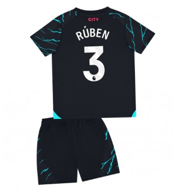 Manchester City Ruben Dias #3 Replica Third Stadium Kit for Kids 2023-24 Short Sleeve (+ pants)